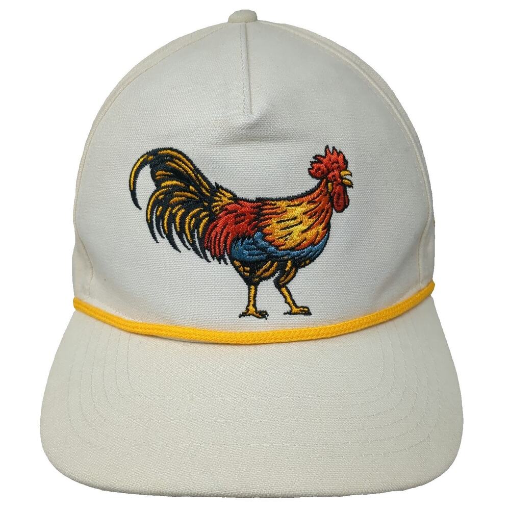 Sendero Provisions Co. 5 Panel Beige Hat OSFM Rooster Embroidery Rope Snapback